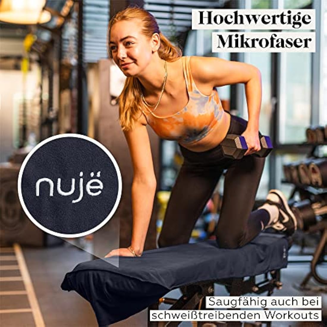 nujë Fitness Towel with Pocket Microfiber 2-Piece Set | WITH GIFT PACKAGING| Fitness Towels| Extra Large & with Flap | Sports Towels | Gym Towel Set