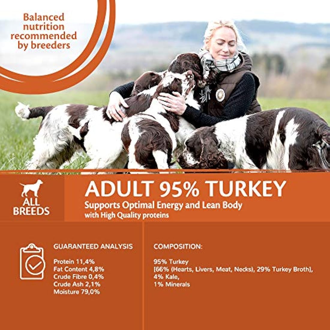 Wellness CORE 95 Percent Turkey & Kale, 6 x 400g, Dog Food Wet for All Dog Breeds, Chunky Paté, Grain-Free, High Meat Content, Protein-Rich, Limited Ingredient Recipe
