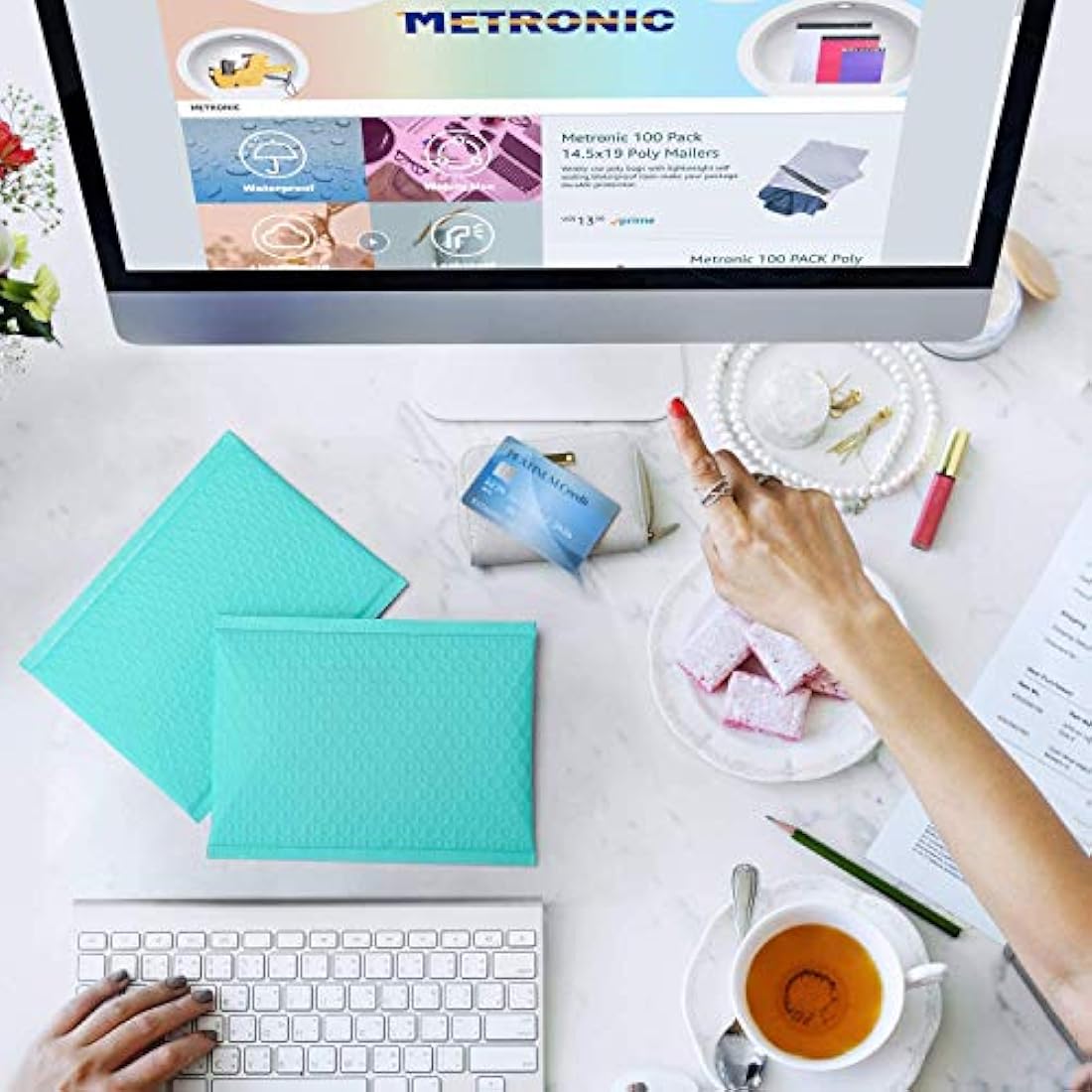 Switory 25Pcs Poly Bubble Mailers A5 Padded Envelopes Bulk Bubble Lined Wrap Polymailer Bags for Shipping Packaging Mailing Self Seal Teal 15.2cmx22.9cm