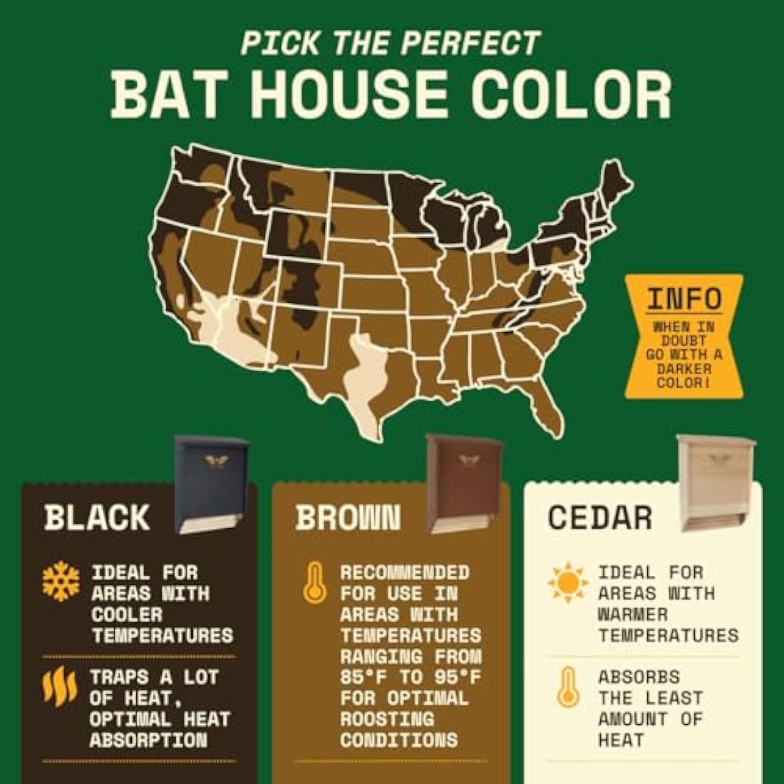WildYard - The Complete Bat House for Outdoors - Clean Your Backyard from Mosquitoes - Bat Box Without Paint Inside - 2 Chamber Bat Hose - Easy to Hang