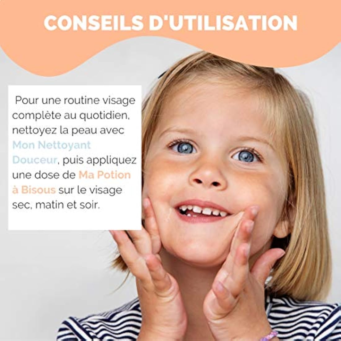 OUATE - Mes Soins à Bisous - Coffret Découverte Soin Visage pour Enfant (Mixte) - 4-6 Ans - 1 Soin Hydratant 30 ml + 1 Nettoyant Visage 150 ml - Formules Vegan - Made in France *#