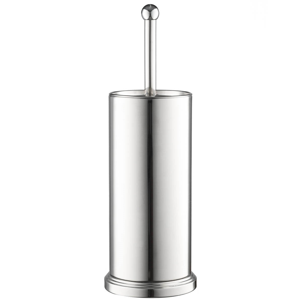 Home-it Chrome Toilet Brush Set for Tall Toilet Bowl with Holder and Lid