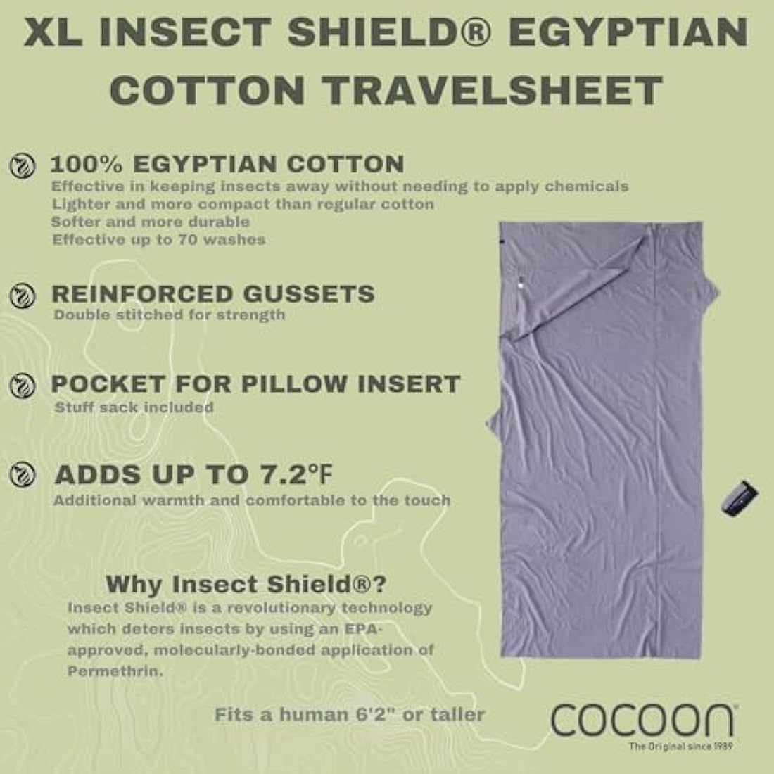 Cocoon TravelSheet Insect Shield Egyptian Cotton