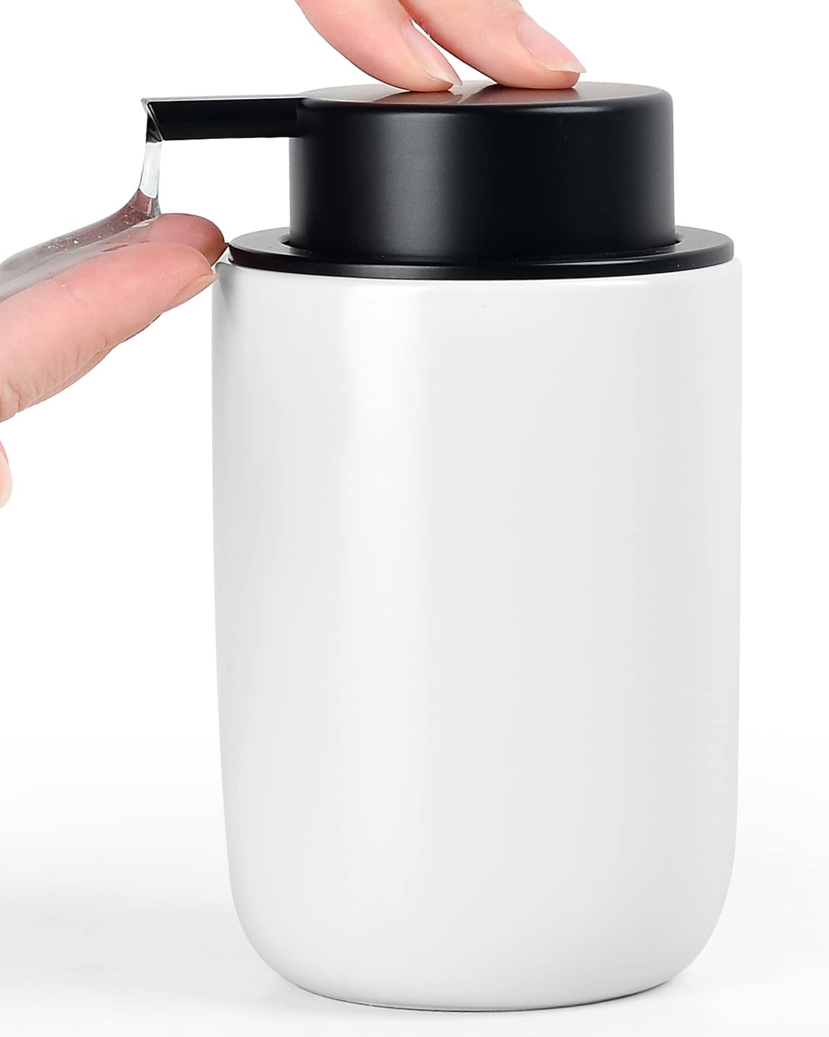 BosilunLife Dish Hand Soap Dispenser - Liquid Pump soap Dispenser for Bathroom Decro 12oz Ceramic Kitchen Dish Dispenser with Rust-Proof Liquid Pump