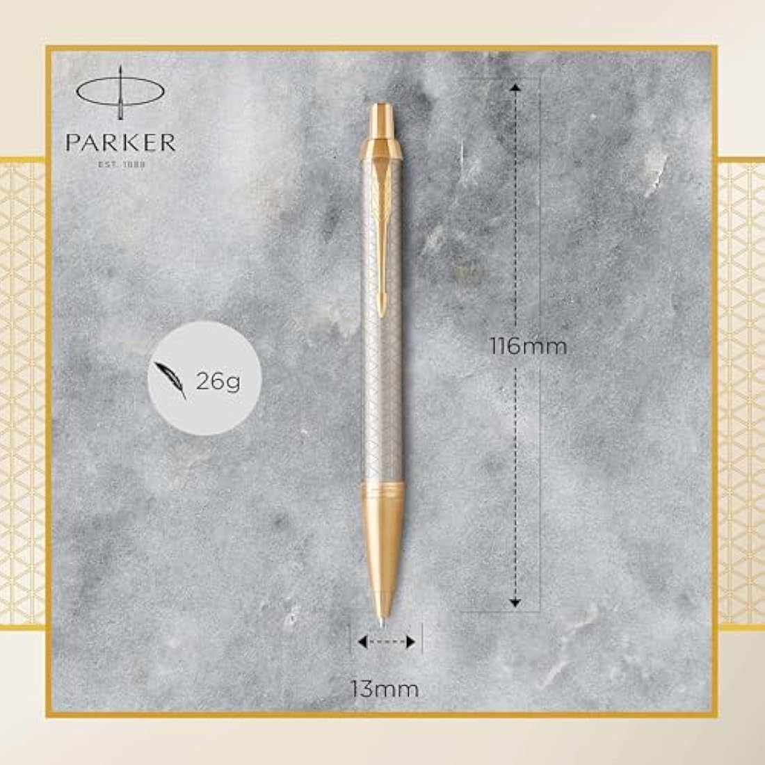 Parker IM Ballpoint Pen | Premium Warm Silver | Medium Point Blue Ink | Gift Box