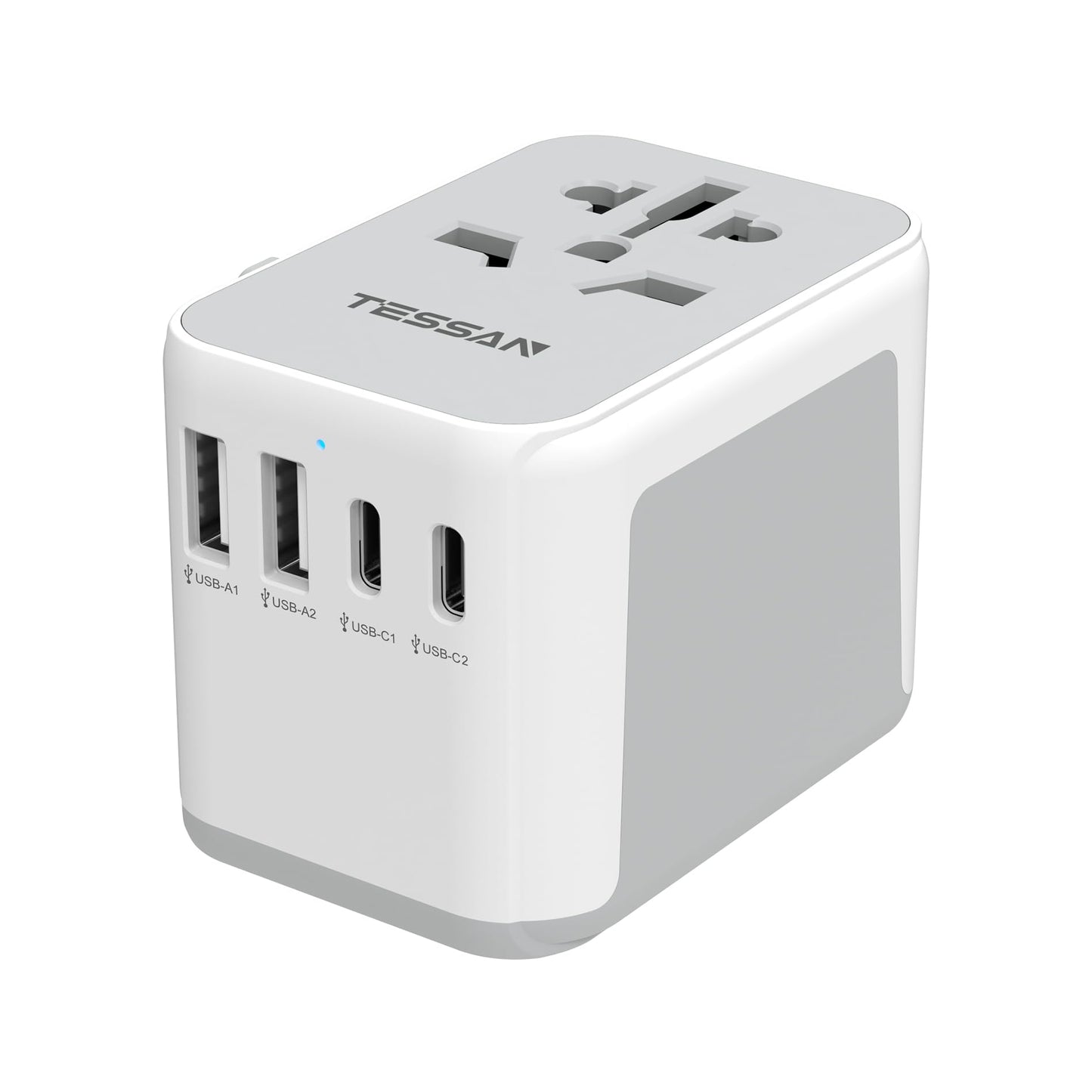 TESSAN Universal Travel Adapter Worldwide with 2 USB C and 2 USB A Ports, Universal Plug Adaptor UK to World, International Adapter for EU, USA, UK,