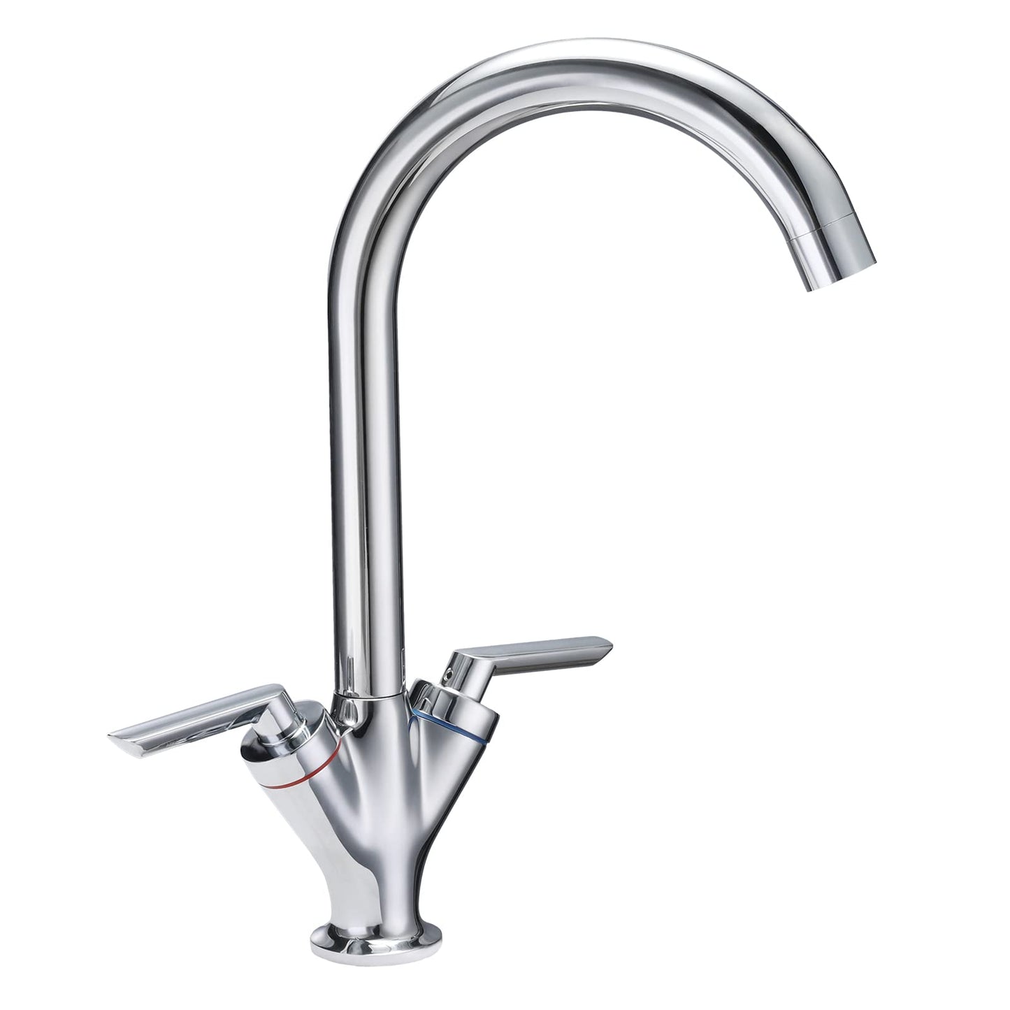 Funime? Kitchen Sink Mixer Taps Monobloc Swivel Spout Chrome Brass Dual Lever with Hoses Traditional Kitchen Mixer Taps 1 Hole