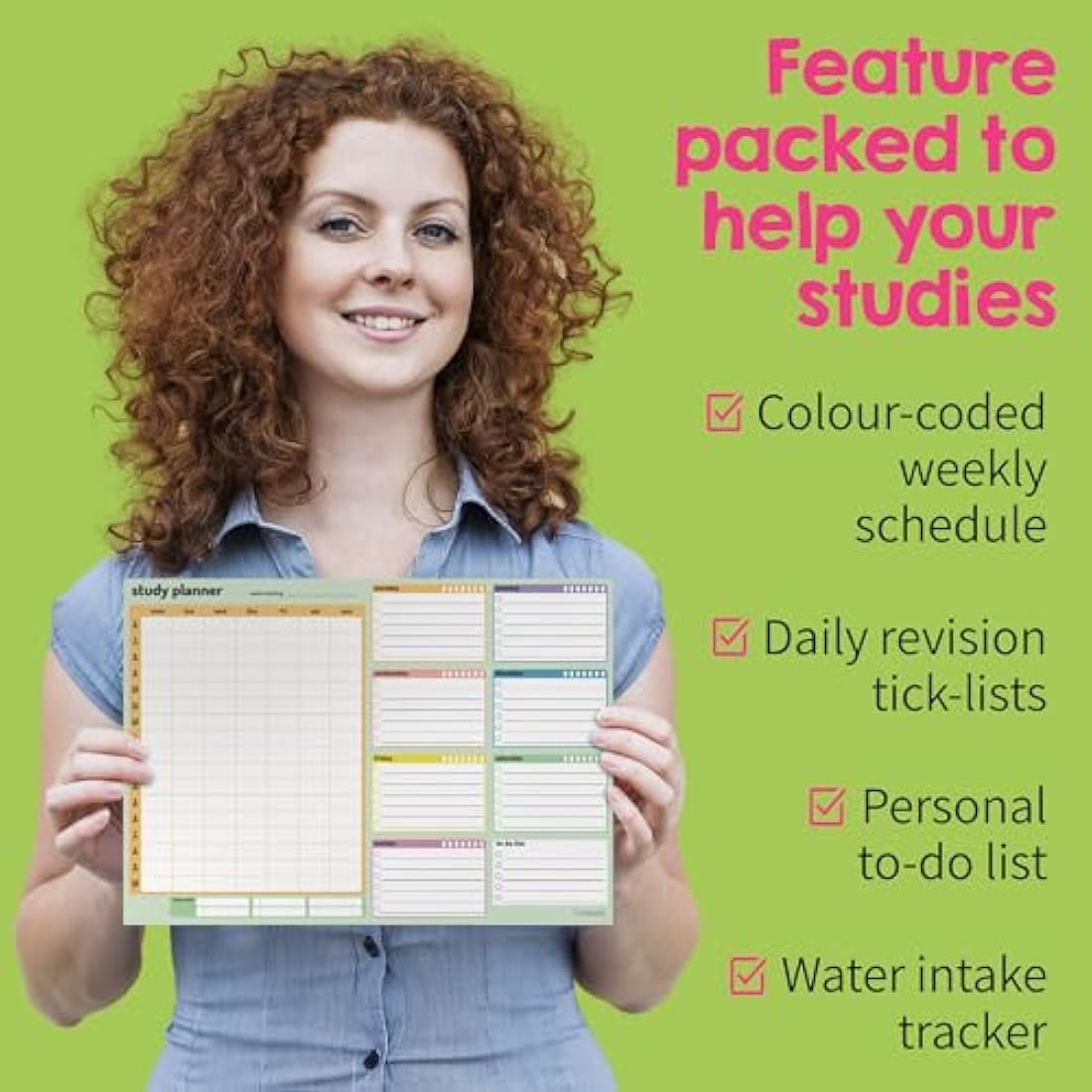 Study and Revision Planner Pad for Students - 52 thick A4 sheets for school, college and university revision and exams - Academic Planner