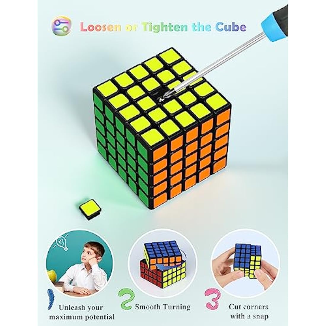 ROXENDA Speed Cube, Original Speed Cube Super-Durable Sticker with Vivid Colors (5x5x5)