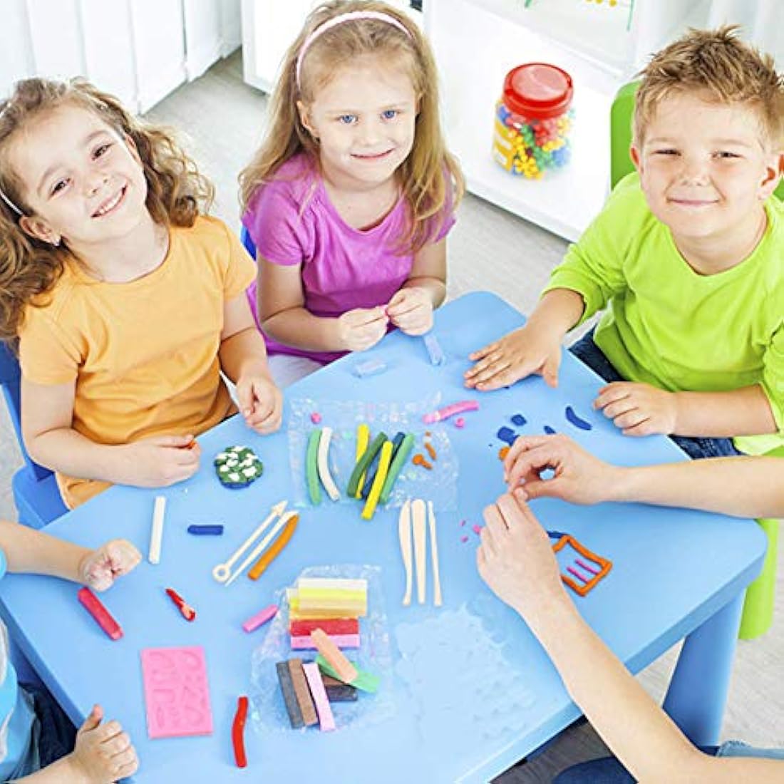 SUNNOW Polymer Clay Set, 46 Colours Modelling Kit for Kids with Tools & Accessories, Oven‑Bake & Air‑Dry, DIY Plasticine Crafts