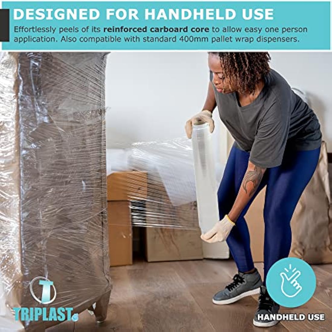 Triplast Pallet Stretch Shrink Wrap Roll (400mm x 250m) - Pick Qty & Colour - Heavy Duty Pallet Wrap, Industrial Stretch Wrap, Packaging Cling Film, Strong Plastic Wrap, Luggage Wrap (Clear, 2 Rolls)