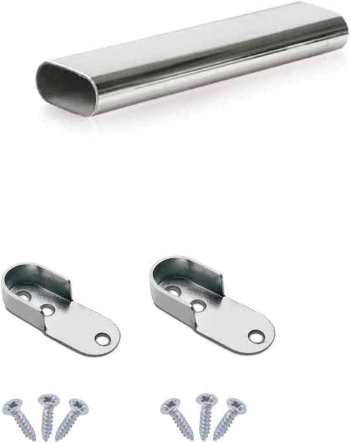 Oval Wardrobe Rail Polished Chrome Hanger Pole Closet, Hanging Rails and Fittings for Clothes (700mm (0.7m) ~27.5?)