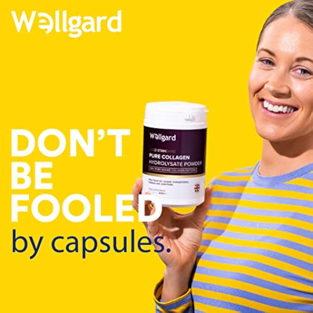 Collagen Powder, Gold Standard Bovine Collagen Peptides Powder by Wellgard - High Levels of The 8 Essential Amino Acids, Collagen Supplements, Halal & Kosher, Made in UK
