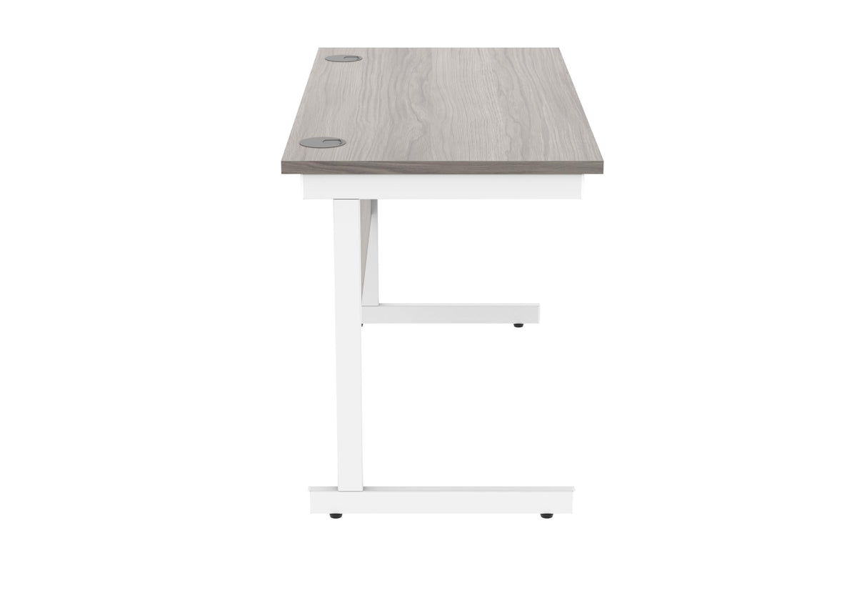 Office Hippo Essentials Rectangular Writing Computer Work Place, Home Office Desk with Cable Port Management, MFC, Alaskan Grey Oak, 120x60cm