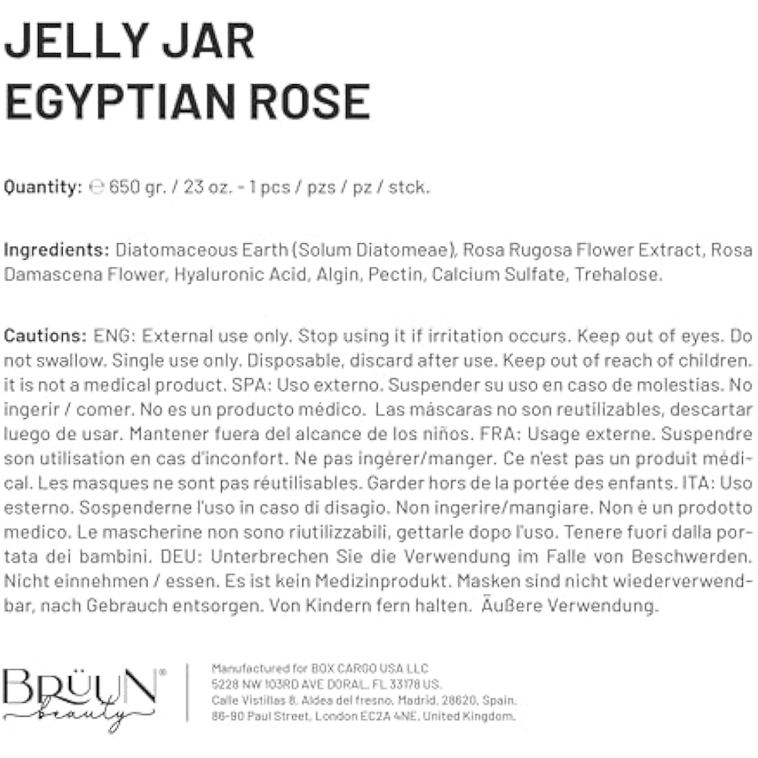 BRÜUN Peel-Off Egyptian Rose Jelly Mask for Face Care – A 23 fl oz Rubber Mask Jar for 30 to 35 Treatments – A Skin Care Moisturizing Gel Mask of Spa Set for Men, Women and Adults