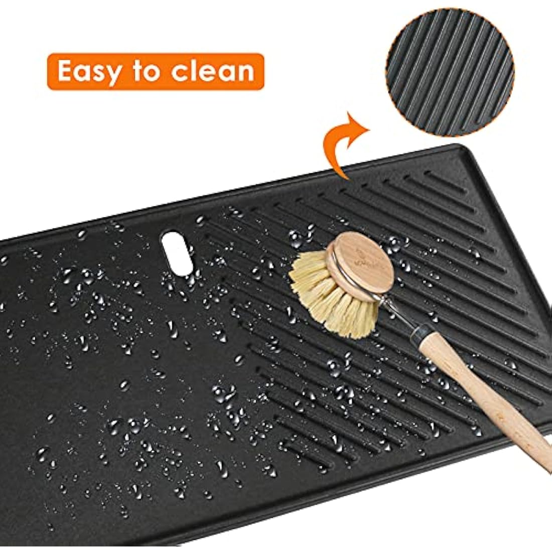 GFTIME 43x 20.5cm Cast Iron Grill Griddle 7882 for Enders Boston 3-Burner, Enders Monroe 3 Pro, Santos, Charbroil Advantage, Broil King, BBQ Gas Grill Replacement Parts for Most Grill Models, 1 Pack