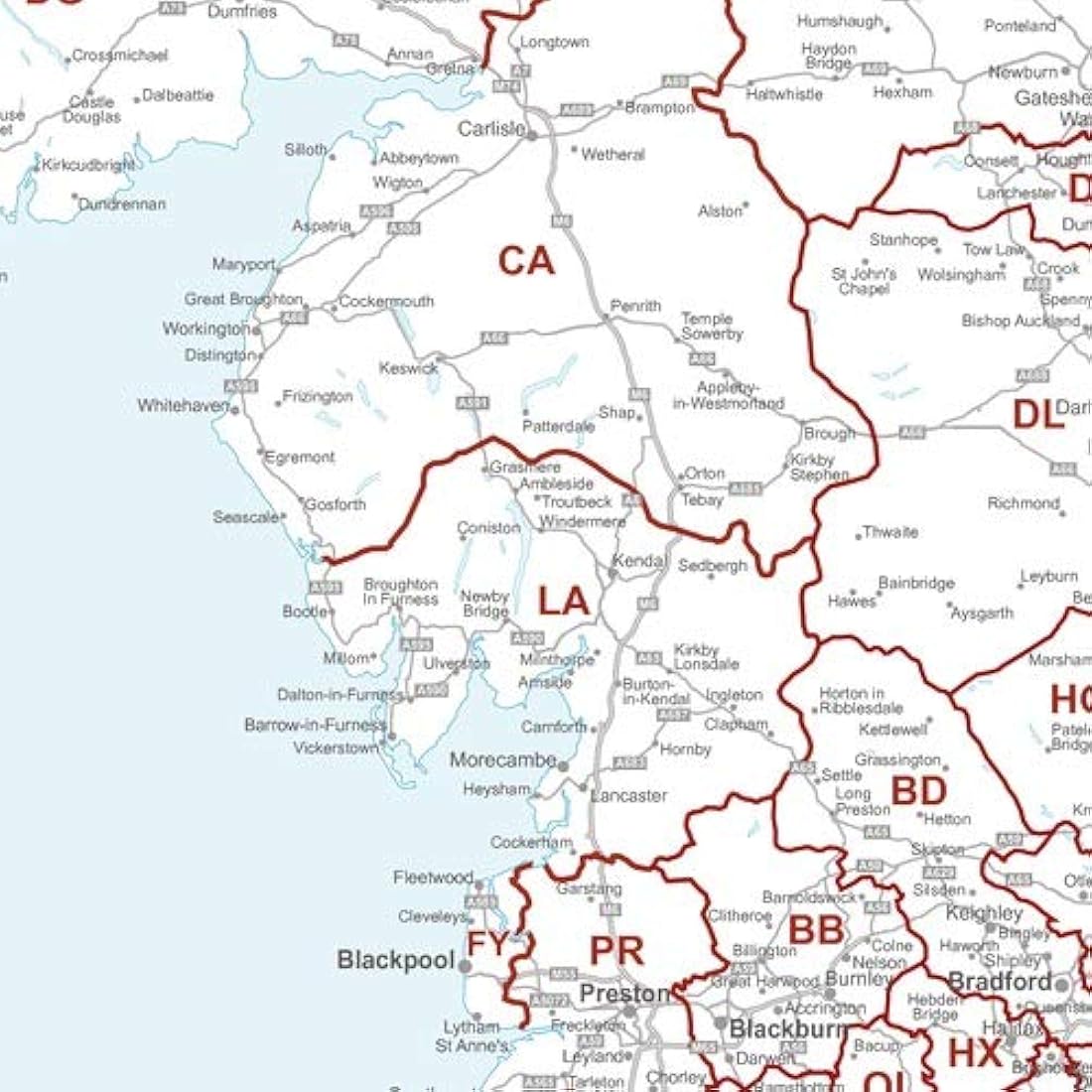 UK White Postcode Area Medium Wall Map (AR4) - 23.5" x 33.25" Laminated