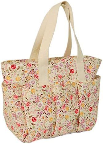 Double Strap Caddy Bag with Multiple Storage Pockets & Bright Floral Design