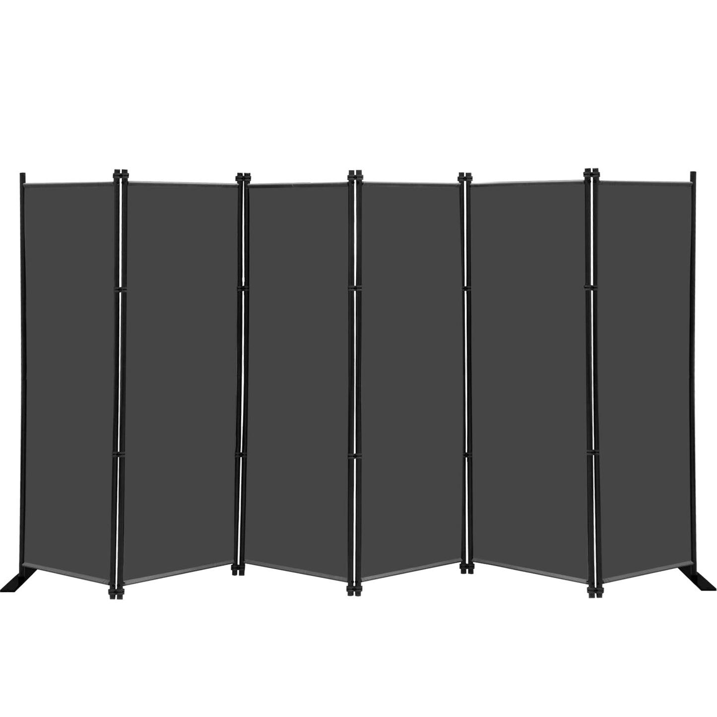 KEORTUN 6-Panel Room Dividers and Folding Privacy Screens 304W x183H cm Office Partition Freestanding Divider for Home Office, Grey