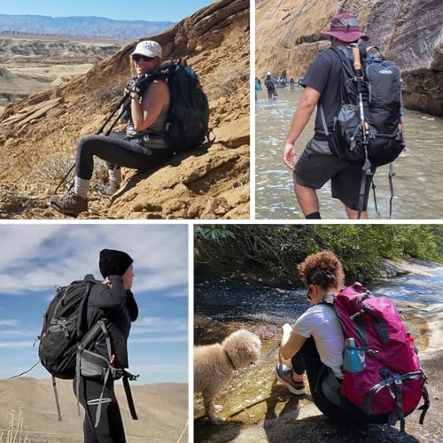 G4Free Hiking Backpack 50L Waterproof Backpack with Rain Cover for Mountaineering Travel Camping Trekking Outdoor Sports for Men Women