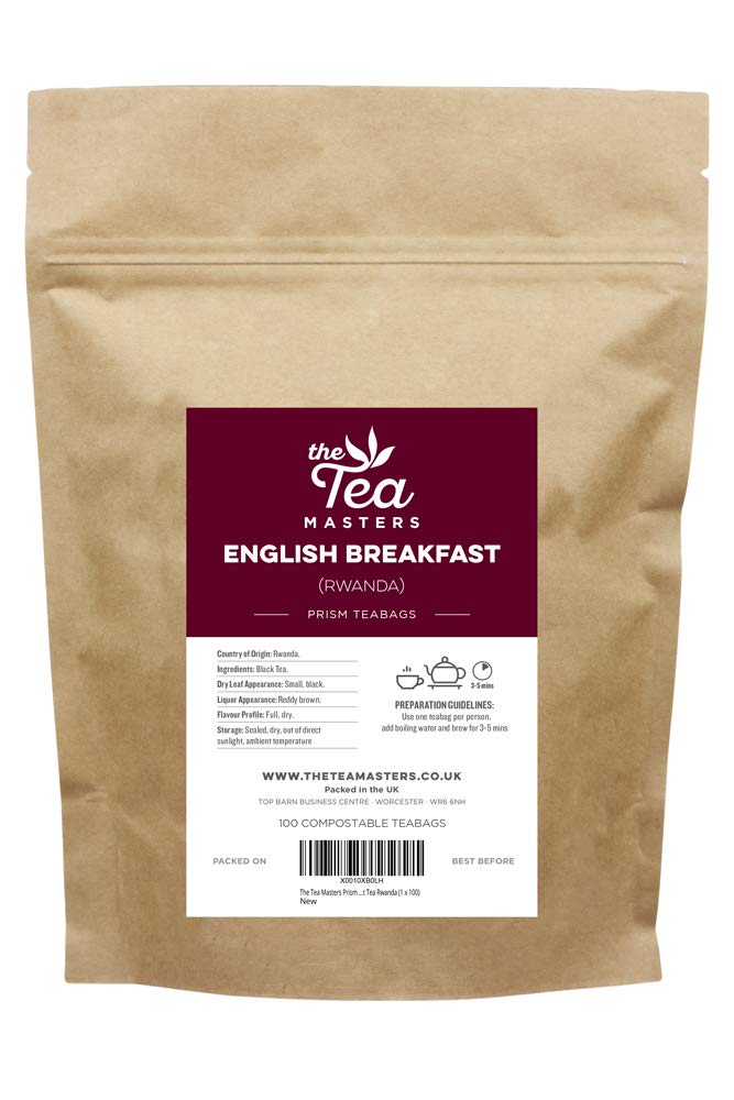 The Tea Masters Prism Tea Bags - Rwanda English Breakfast Teabags - (1 x 100)