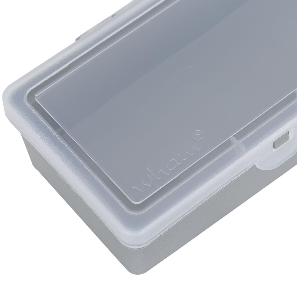 Wham 4.02 29cm Slim 2 Division Plastic Storage Organiser Box Upcycled Soft Grey With Clear lid