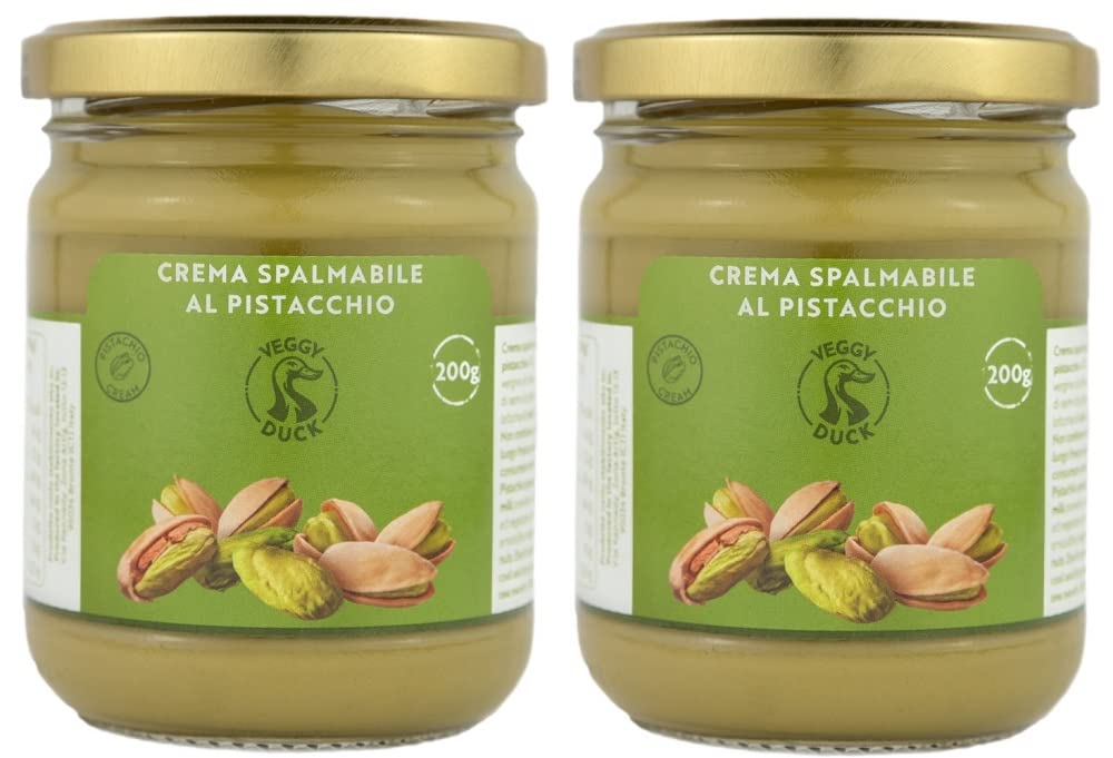Veggy Duck - Sweet Pistachio Cream 400g (200g, Pack of 2) | With 45% Mediterranean Pistachios | Italian Artisan Food Gourmet | Suitable for Breakfasts