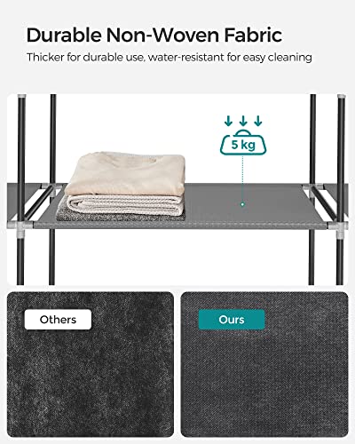 SONGMICS Clothes Wardrobe, Portable Closet, Garment Organiser Rack with 4 Hanging Rails, Shelves, 4 Side Pockets, 170 x 45 x 167 cm, Large Capacity