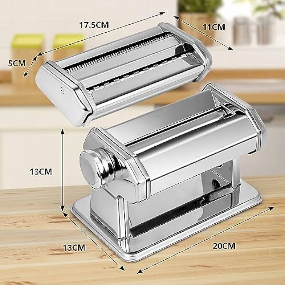 YASHE 2-in-1 Pasta Maker with Cleaning Kit, Adjustable Thickness Settings Pasta Maker Machine with Pasta Roller and Cutter, Dual Width Noodle Maker for Pasta, Spaghetti, Fettuccine, Lasagna