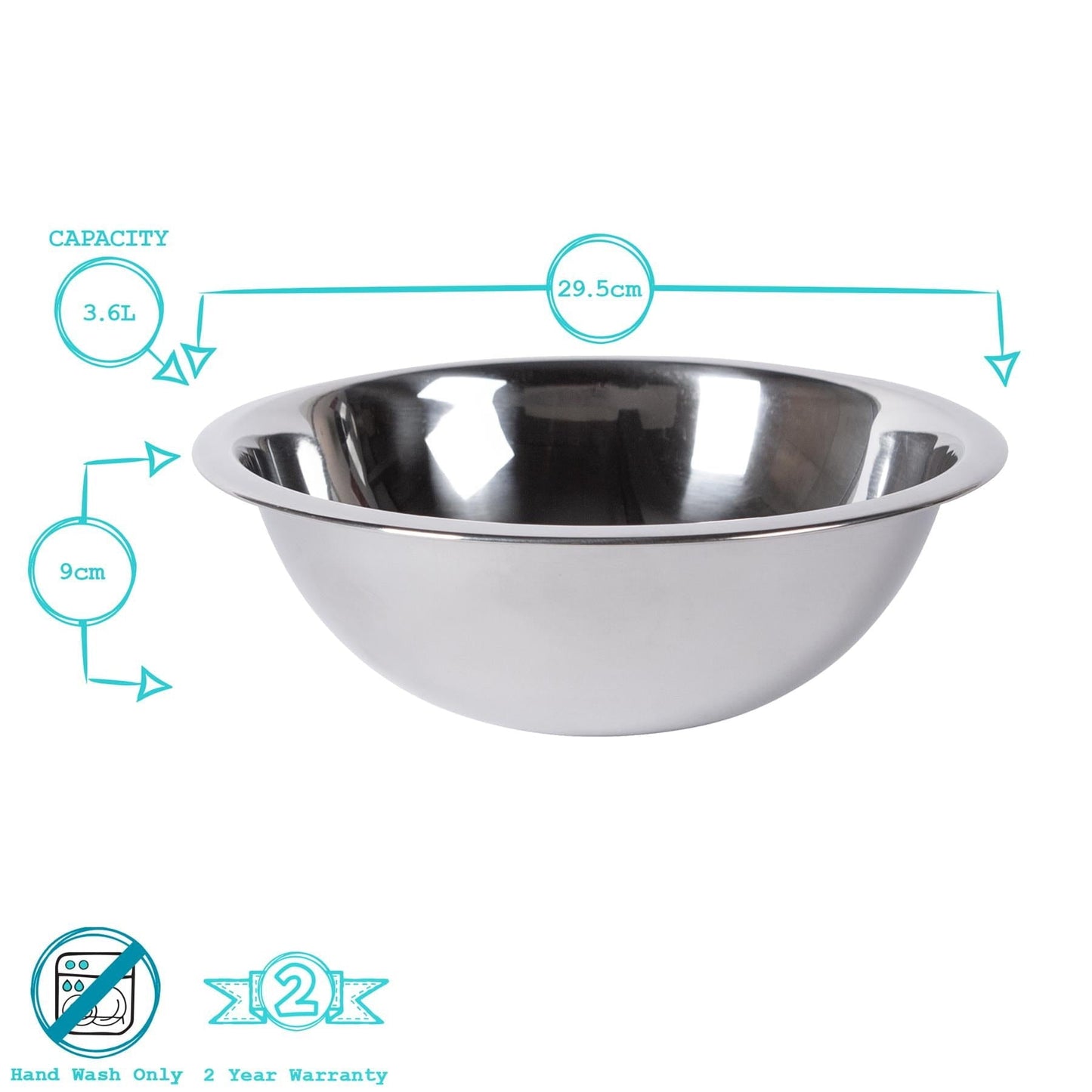 3.6L Stainless Steel Mixing Bowl