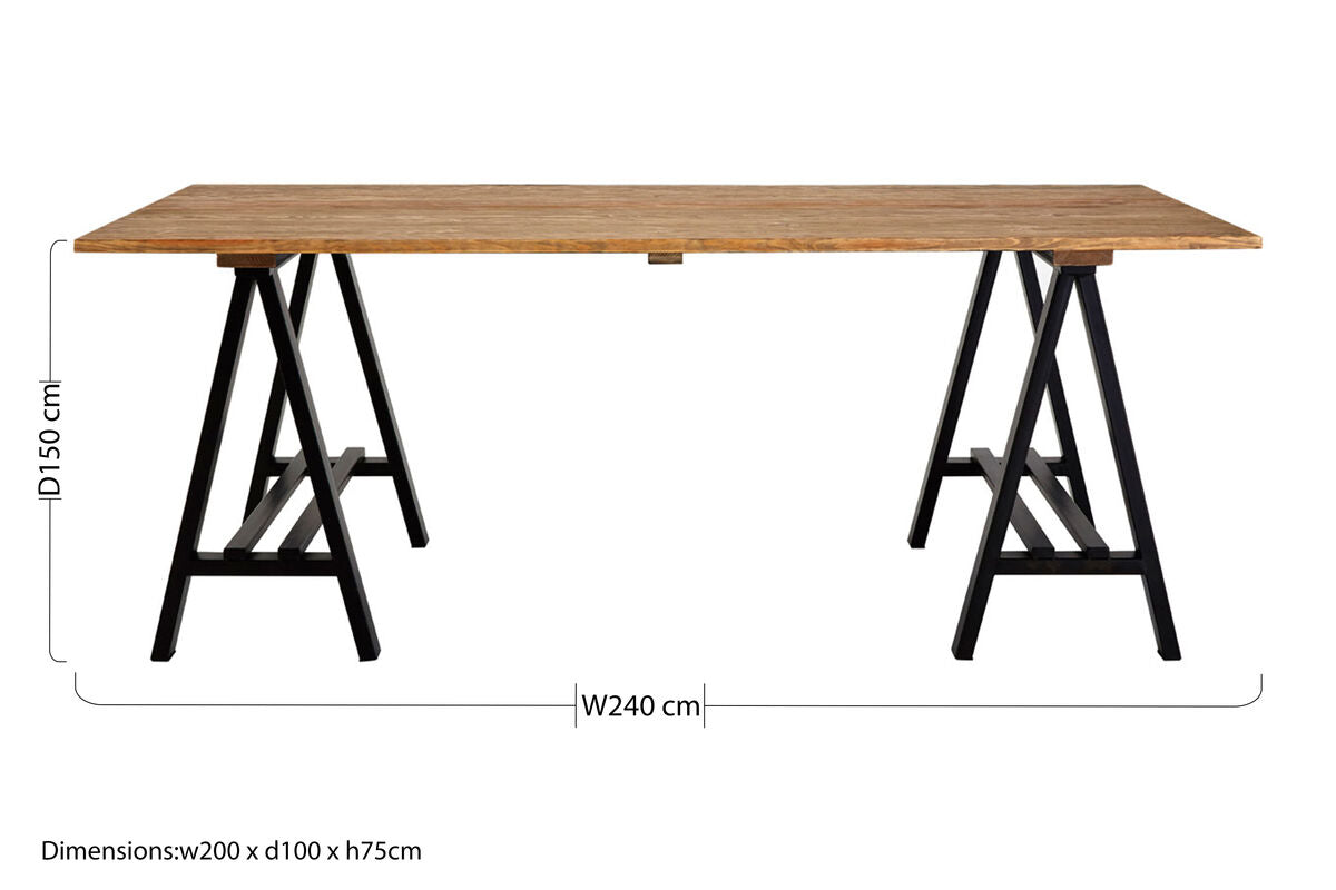 Hampstead Pine Wood And Iron Dining Table