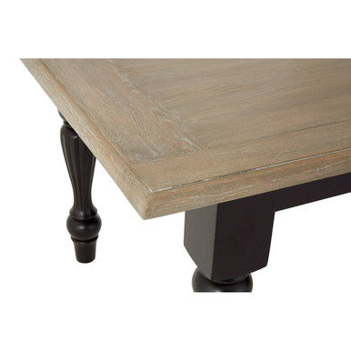 Natural Oak Veneer Wooden Dining Table with Black Carved Birchwood Legs, Kensington Townhouse