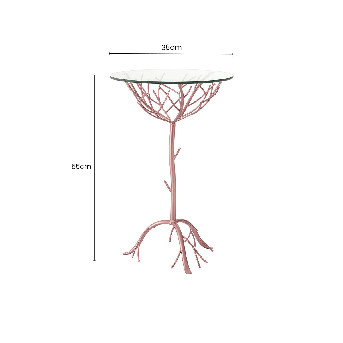 Lexa Rose Gold Finish Branch Design Side Table