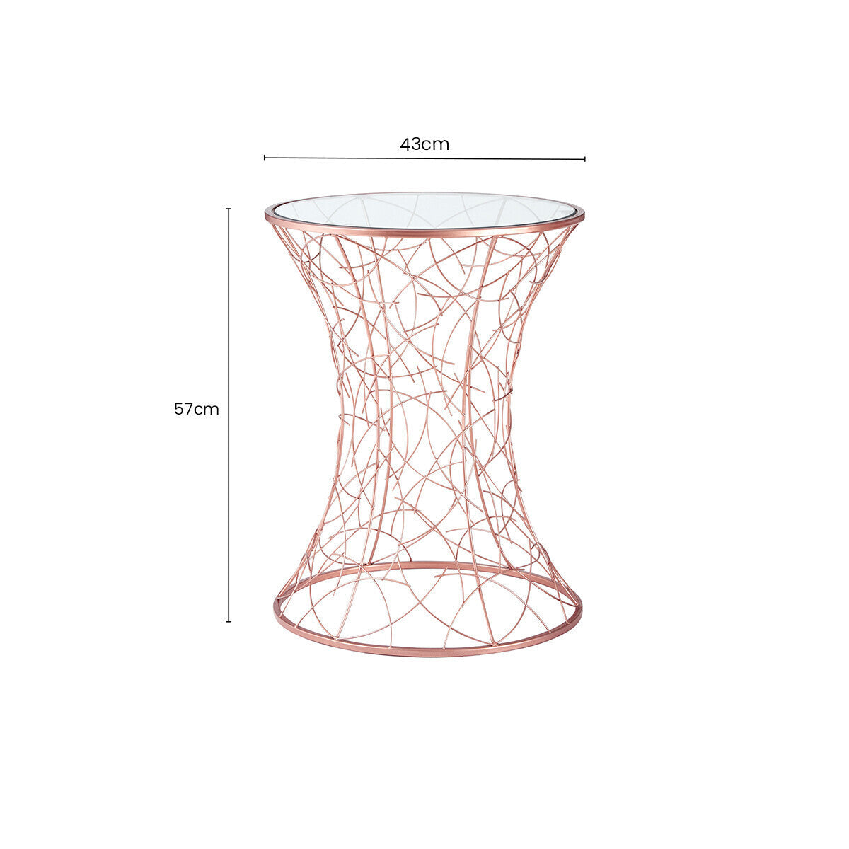 Lexa Rose Gold Finish Hourglass Side Table