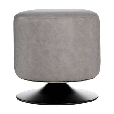 Dalston Ash Grey Leather Effect Stool with Black Finish Base