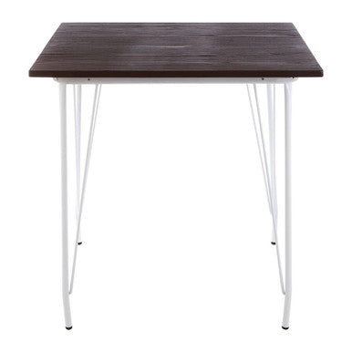 White Metal Legs and Brown Elm Wood Top Square Dining Table, District