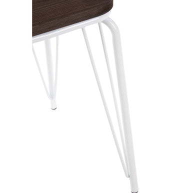 District White Metal And Elm Small Wood Stool