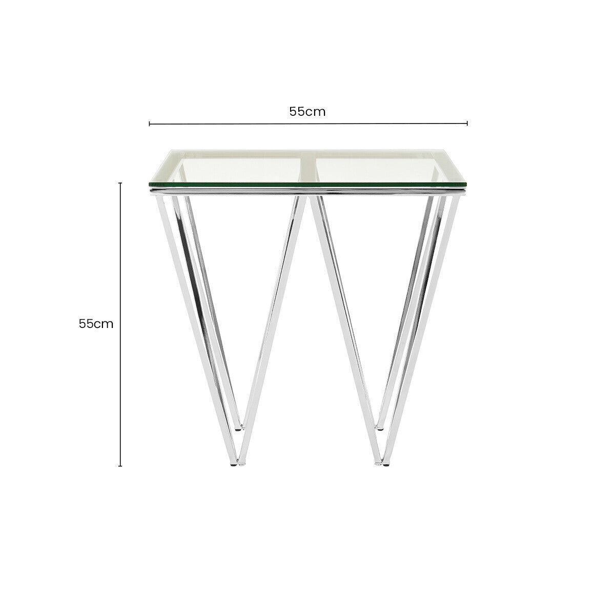 Allure Clear Glass Side Table with Chrome Finish Base