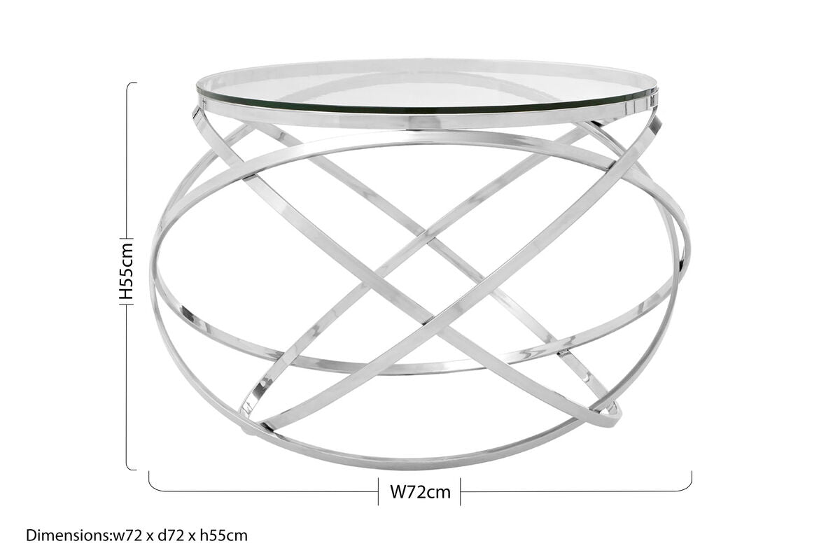 Allure Clear Glass Round Side Table with Silver Finish Base