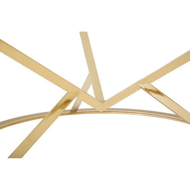 Champagne Gold Stainless Steel Base Round Coffee Table with Tempered Glass Top | Allure