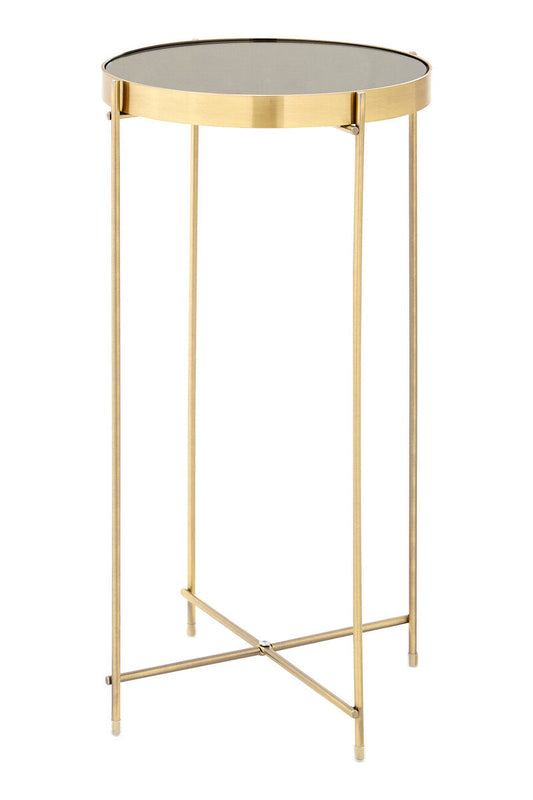 Mirrored Glass Top Tall Side Table with Black Slim Metal Legs | Allure