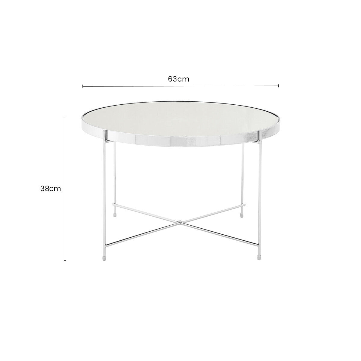 Allure Mirrored Glass Round Side Table with Chrome Finish Frame