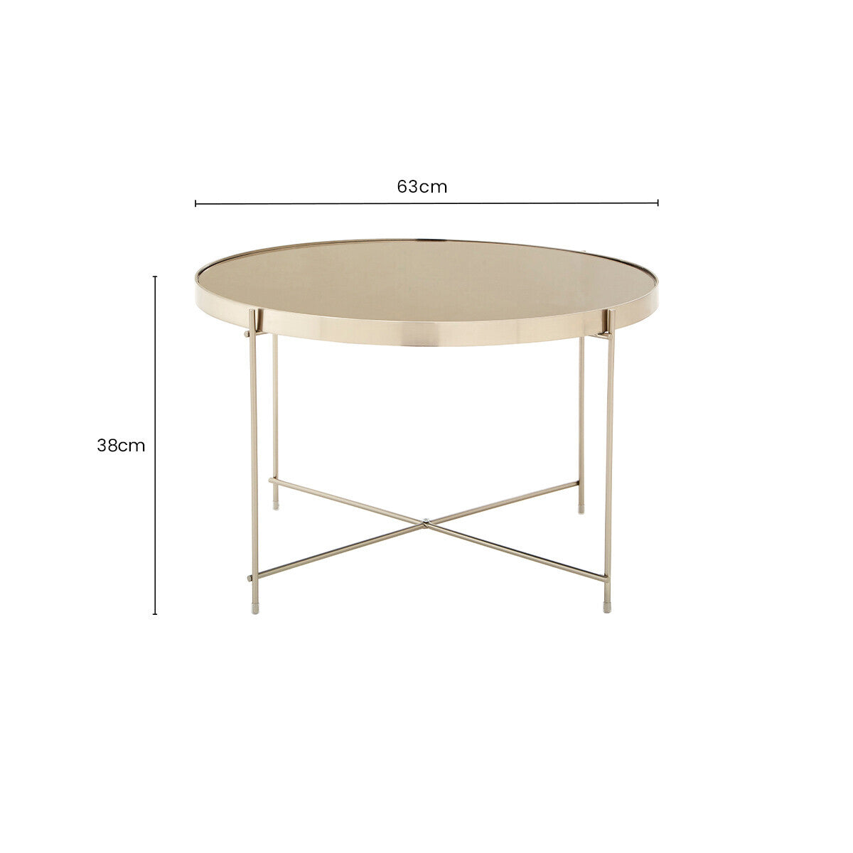 Allure Grey Mirrored Glass Round Side Table with Brushed Nickel Frame