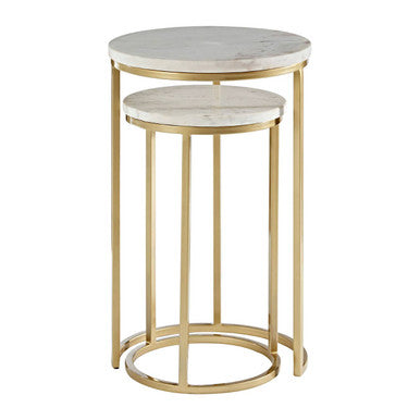 Nirav White Marble Large Nesting Tables