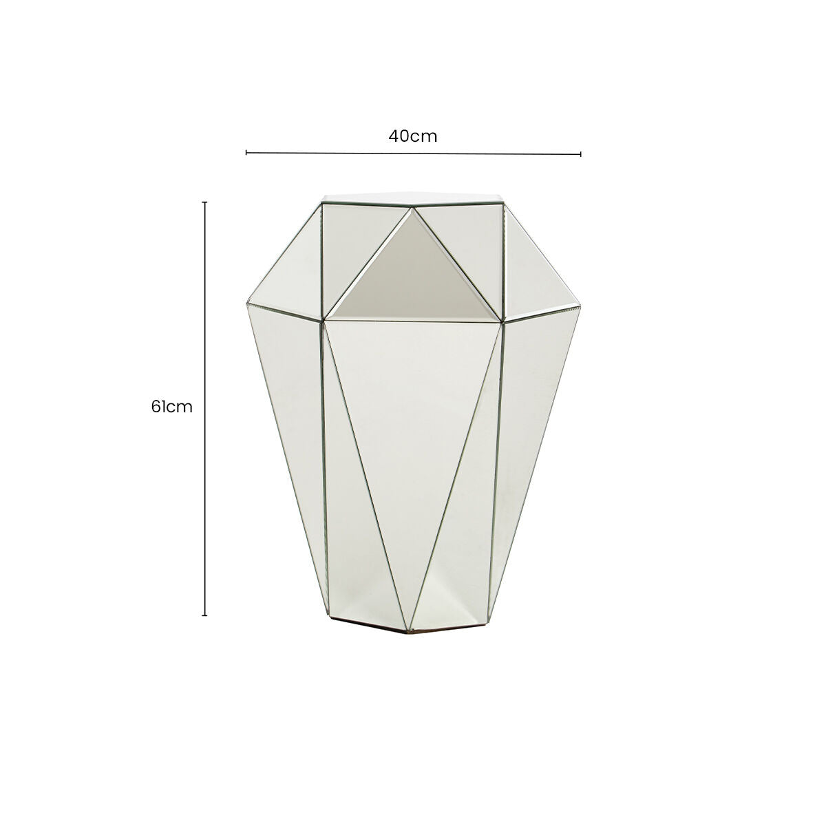 Kensington Townhouse Silver Finish Mirrored Faceted Side Table