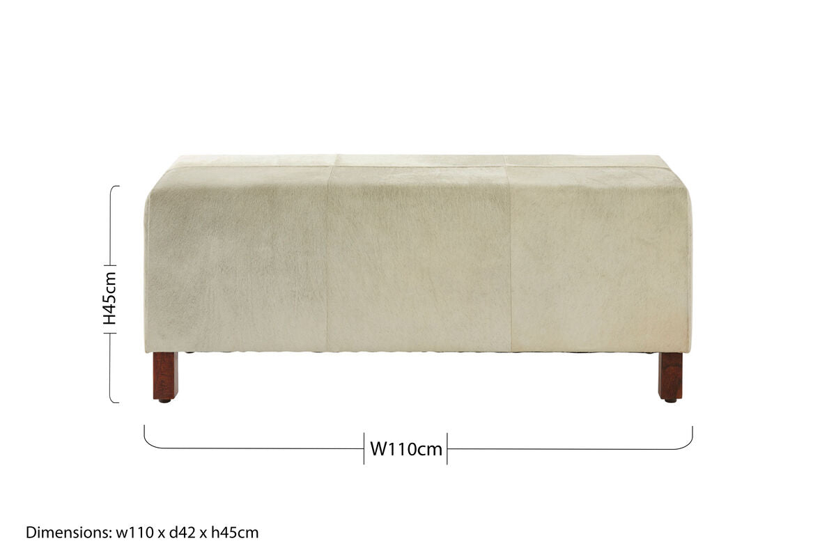 Kensington Townhouse Natural Hair On Leather Bench