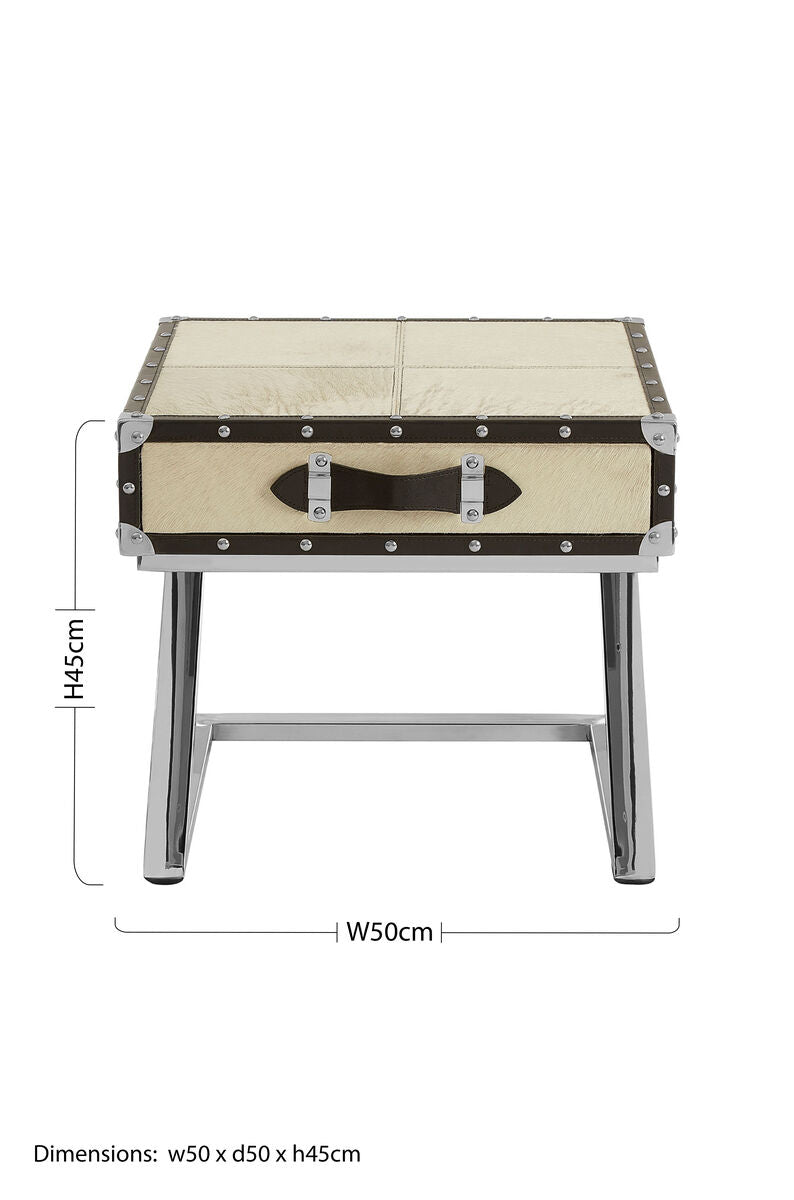 Leather End Table with Metallic Stud Detail and Mango Wood Storage, Kensington Townhouse