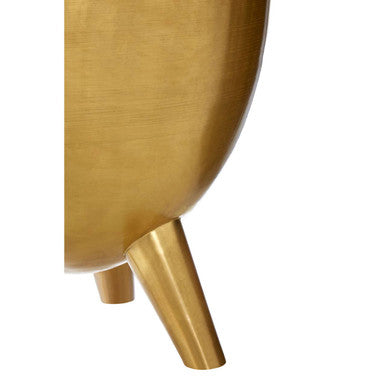 Gold Metallic Finish Side Table with Natural White Marble Top and Tapered Legs, Crest