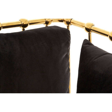 2 Seater Gold Finish Tapered Arms Sofa, Novo