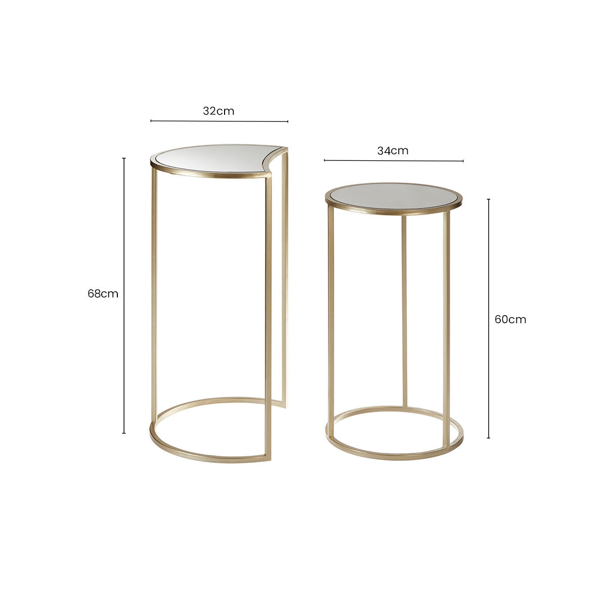 Avantis Champagne Finish Set of 2 Nesting Side Tables